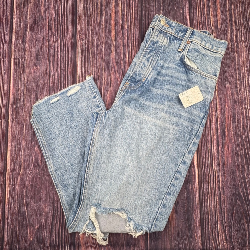 Free People Baggy Jeans 30 Cotton Lyocell Distressed Boho Light Wash We The Free